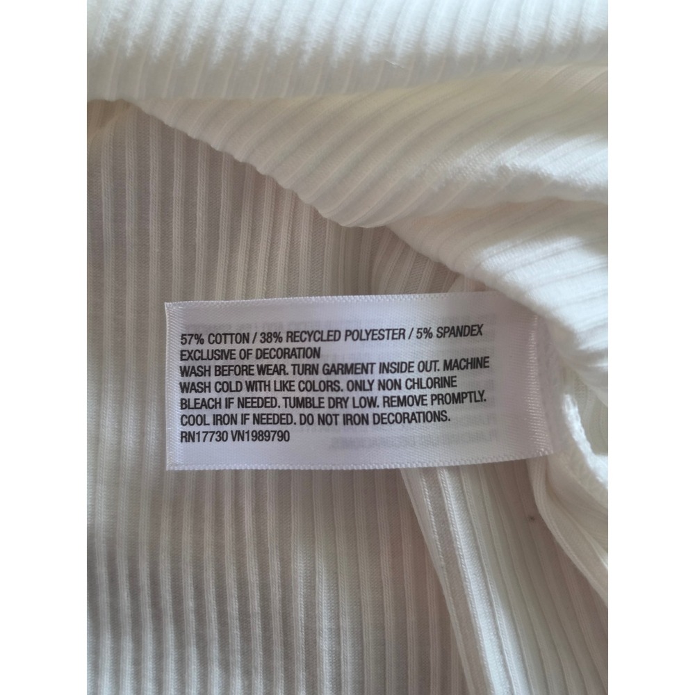 Cat & Jack Girls Tank Top Small 6-7 White New Ribbed Popsicle Lettuce Edge Hem - Picture 6 of 6